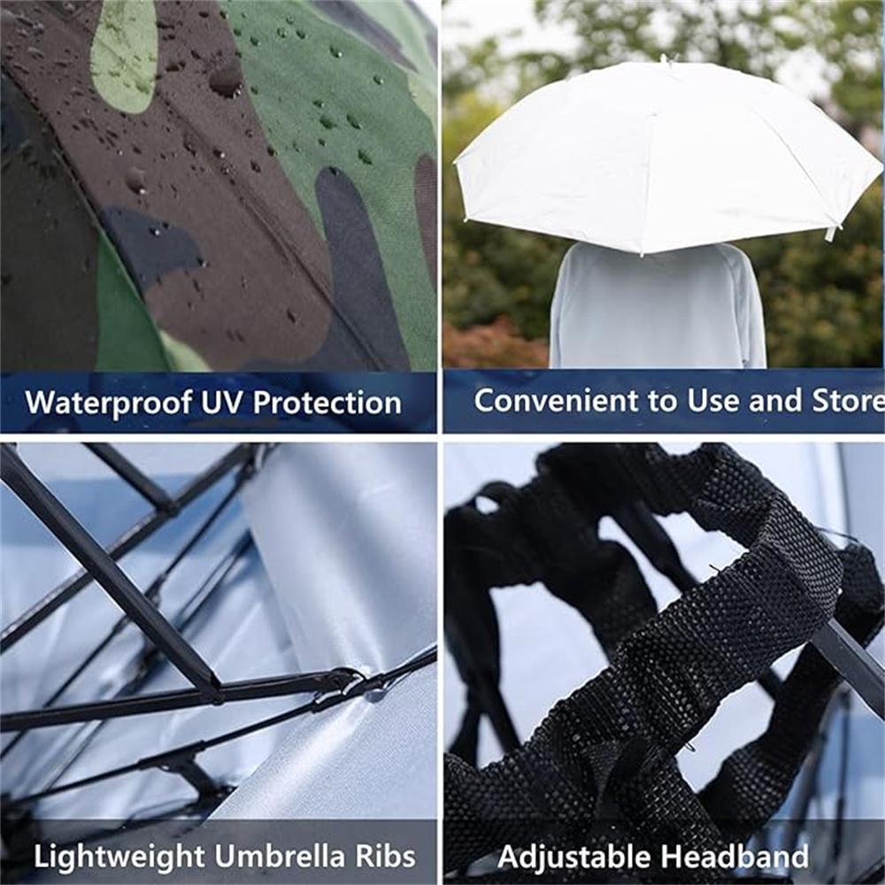 Umbrella Hat, 77cm Sunscreen Windproof Cap Umbrella Head-Mounted Umbrella Folding Fishing Umbrella for Outdoor Camping Beach