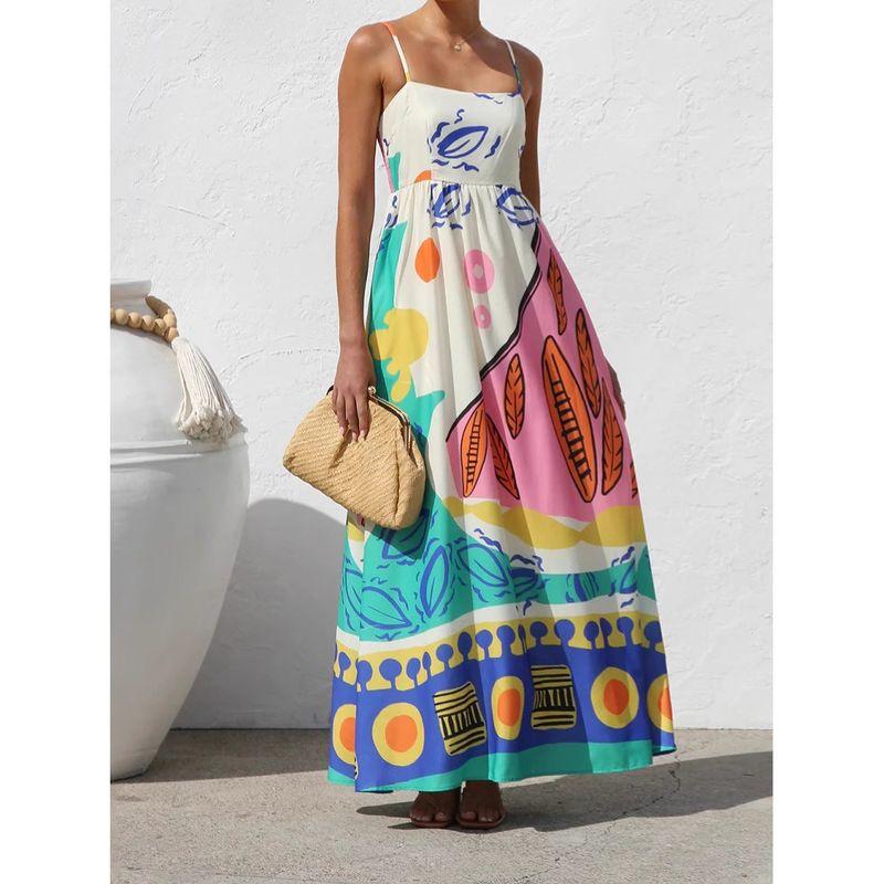 

Fashion Summer New Arrival Holiday Style Printing Slip Dress Beach Dress White S