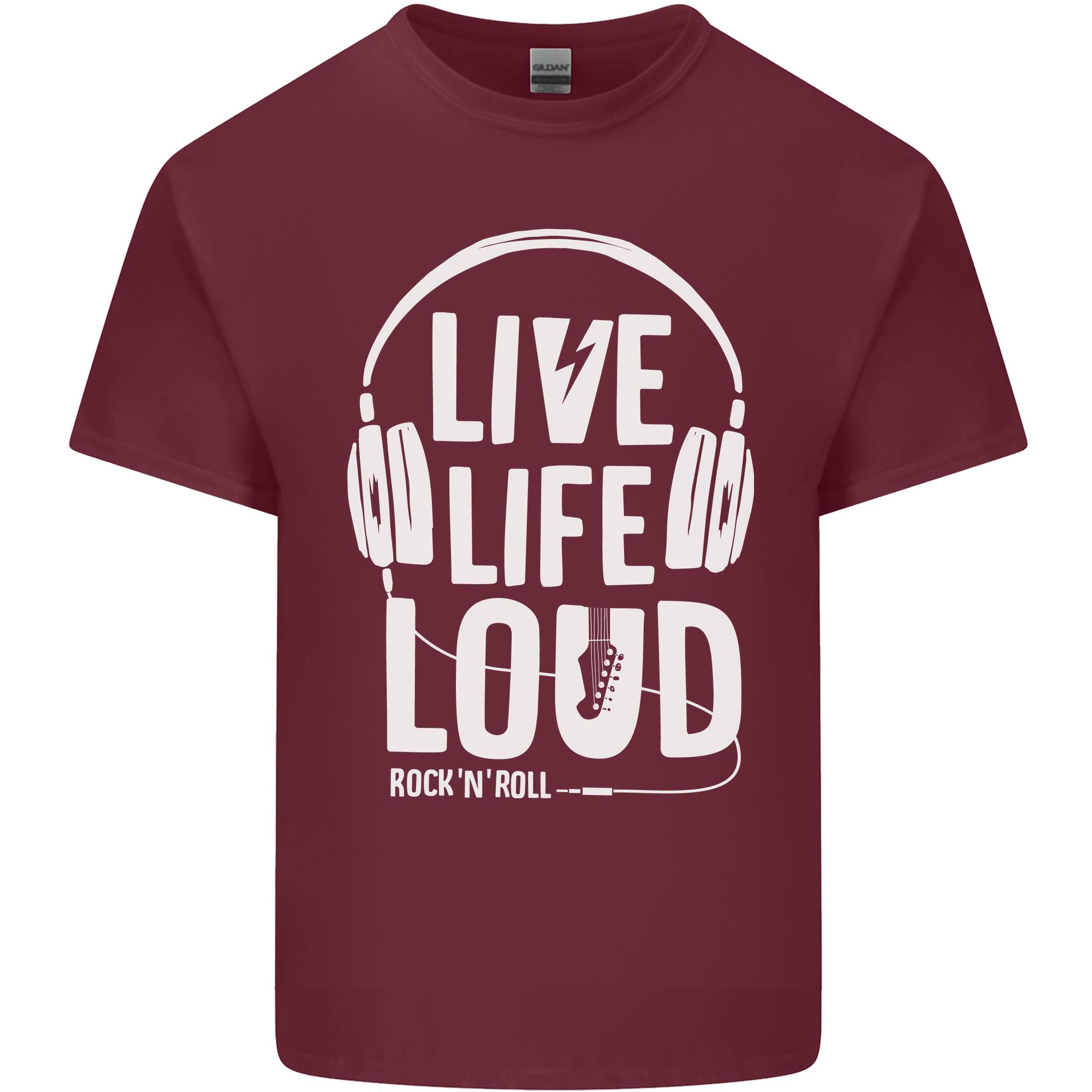 Music Live Life Loud Rock n Roll Guitar Unisexs Light Cotton TShirt S