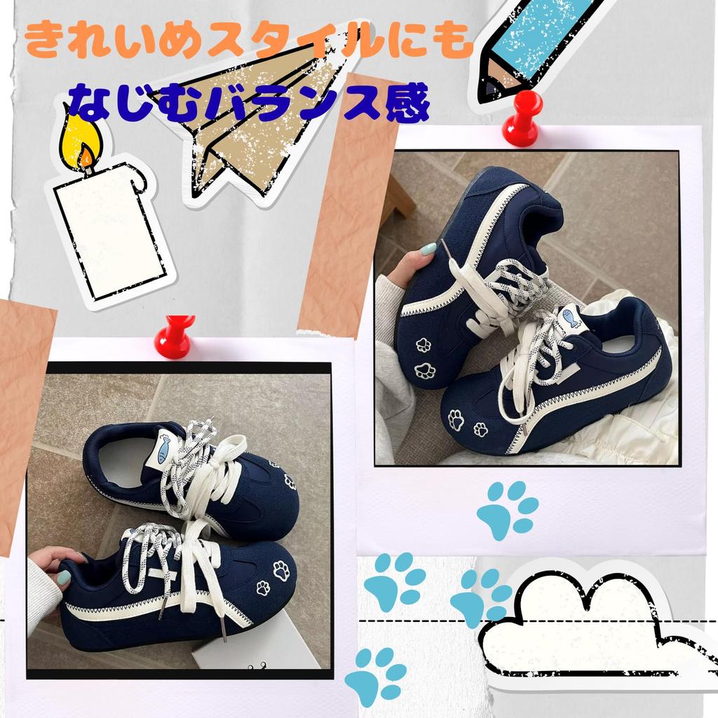 Lightweight Sneakers with Cushioned Comfortable for Daily Casual Simple Shoes Japanese Shoe Numerical [1/2plus] Women's Sole, Walking, (Navy, Size,