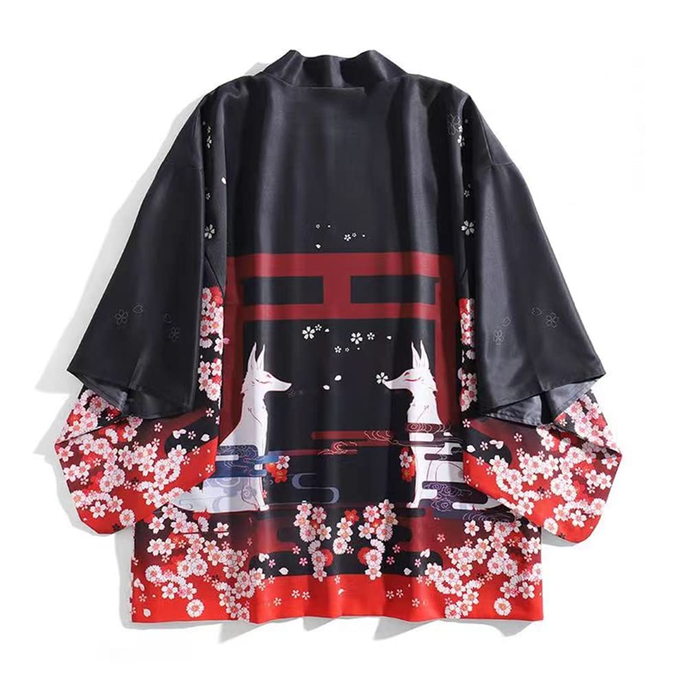 

Fox Cherry Blossom Японский Длинный Полуфестиваль Японский Длинный Открытый Воротник Один Размер Подходит Всем [Dudode] Кимоно, Стиль, Хантен, Хантен, Хакатен, Пальто,