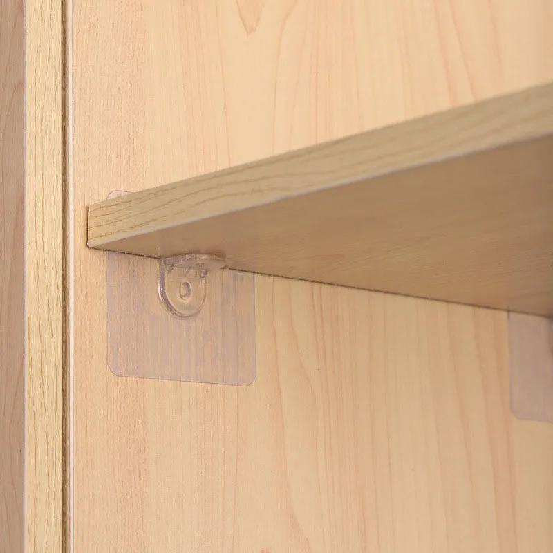 Shelf Bracket Adhesive Nail Self-adhesive Wardrobe Shelf Bracket Clip Wall Hanging Bracket Partition Non Punching Strong Bracket