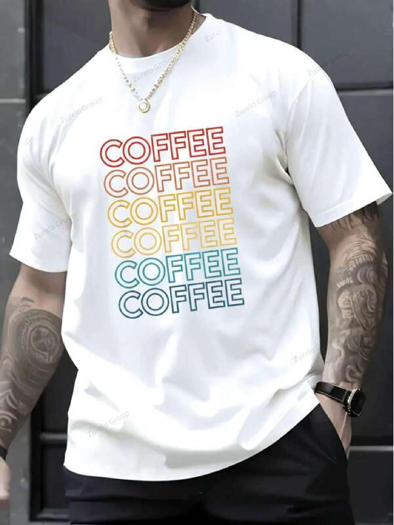 Vintage Coffee Lover Graphic T-shirt - 100% Cotton Unisex Tee with Bold Vertical  COFFEE  Print XXXL