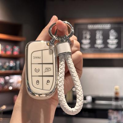 Key Fob Cover with Keychain Lanyard For Fiat For Jeep For Renegade For Grand For Cherokee For Dodge For Ram Car Accessories