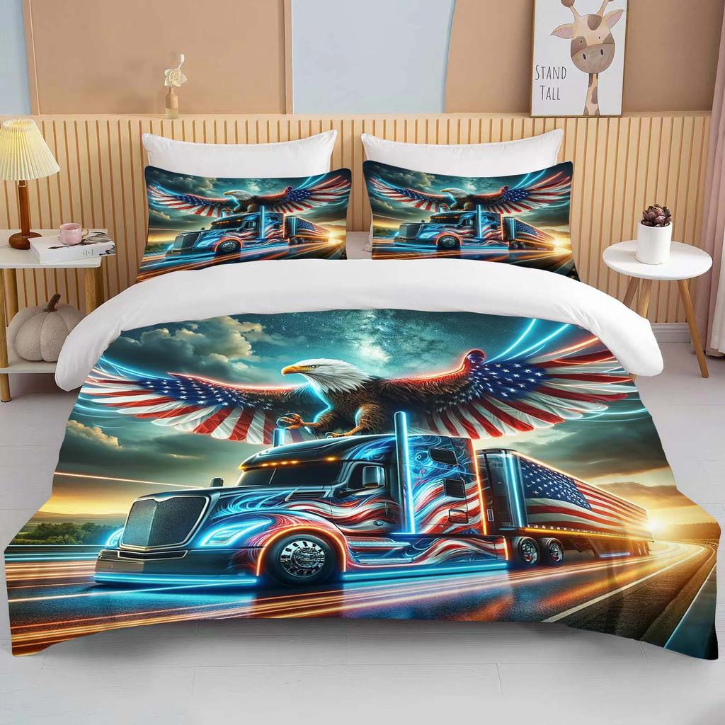 10 Sizes Great American Truck Eagle 3pcs Bedding Sets Duvet Set Comforter Bed Set Queen King Size Kids Boys Home Textiles Gift