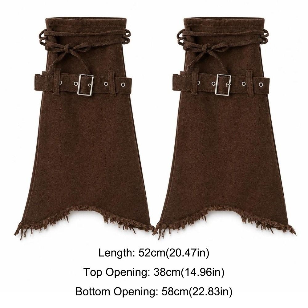 Frayed Flared Leg Warmers Adjustable Buckle Boot Cuffs Punk Denim Leg Warmers Boots Accessories