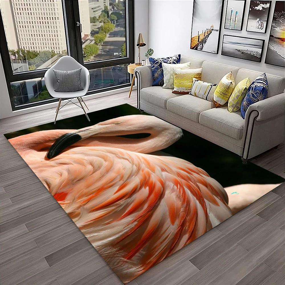 Pink Flamingo Bird Rainforest Cartoon Carpet Rug for Home Living Room Bedroom Sofa Doormat Decor,kid Area Rug Non-slip Floor Mat