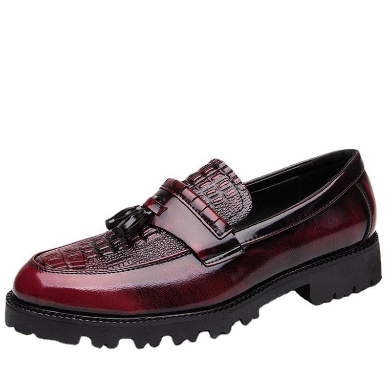 Spring thick-soled heightened new business leather shoes, foot cover and polish large-size leather shoes