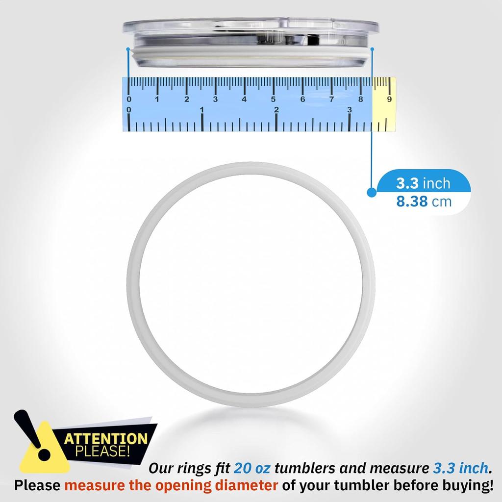 3 Pack - 20 & 10 Oz Replacement Rubber Lid Rings, 3.3 Inch Diameter Gasket Seals, White Lid Gasket Rings for Ulated Stainless Steel Tumbler Fits Yti,