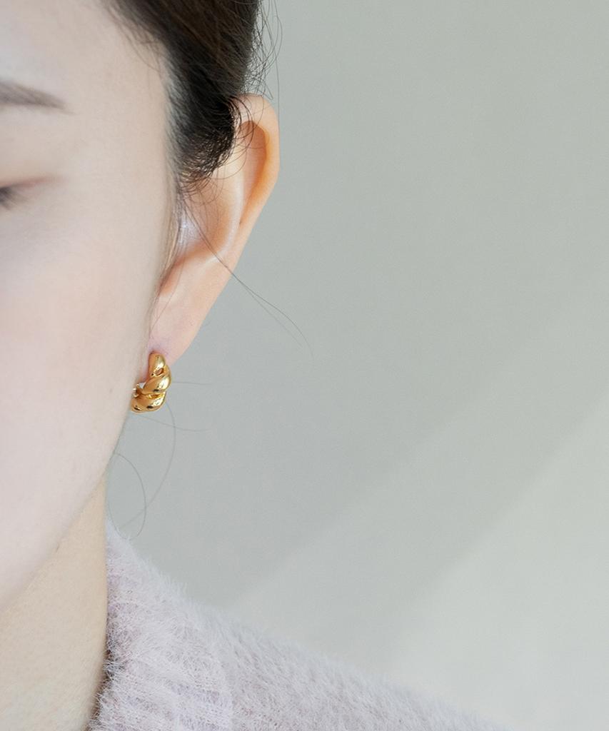 Alleun Silver 925 Twisted Bold Silver One-Touch Ring Earrings