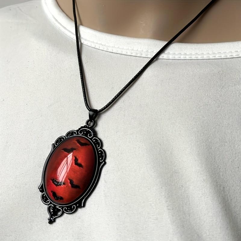 Red Bat Necklace Women's Halloween Party Gothic Style Neck Jewelry Gift