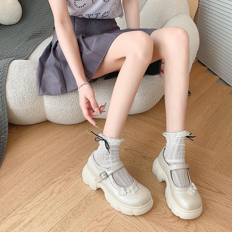 Platform Mary Jane Shoes Women'S College Style Small Leather Shoes Pork Kidney Shoes Coarse Heel Casual Shoes