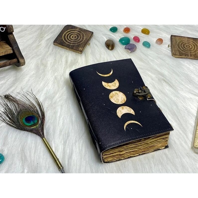 Handmade Leather Moon Phase Journal for Writers Wiccans & Dreamers Diary