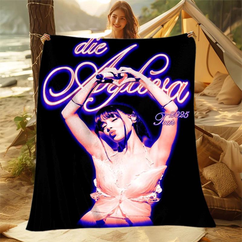 1pc singer pattern blanket, all season lightweight home office outdoor nap multifunctional blanket