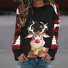 2023 Winter Women's Casual Christmas Elk Print Long Sleeve Hoodie