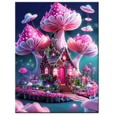 Pink Mushroom House Nuovi arrivi DIY 5D Diamond Painting Fantasy Flower Diamante Ricamo Punto croce Mosaico completo V53