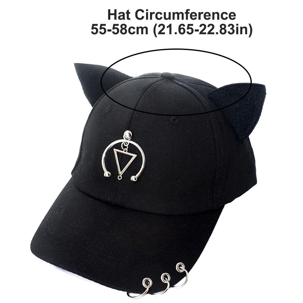 Creative Cat Ear Baseball Caps Metal Rings Cotton Sunscreen Hat Casual Dad Hat Outdoor