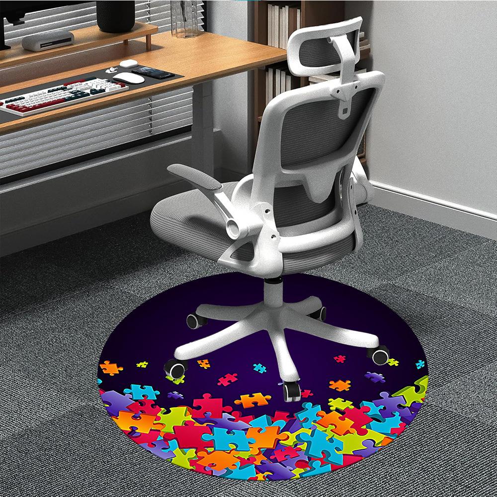 

1pc Puzzle Pieces Chair Carpet for Office, Soft, Non-Slip Polyester Mat, Office, Living Room, Bedroom, Durable Polyester yy251207155 80cm by 80cm