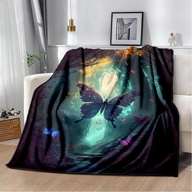 HD Fantasy Butterfly Flower Cartoon Blanket,Soft Throw Blanket for Home Bedroom Bed Sofa Picnic Travel Office Cover Blanket Kids