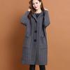 Retro Twisted Knitted Cardigan for Women Large-sized Mid-length Sweater Coat Autumn and Winter Wear Knee-length Hooded Knitted Overcoat