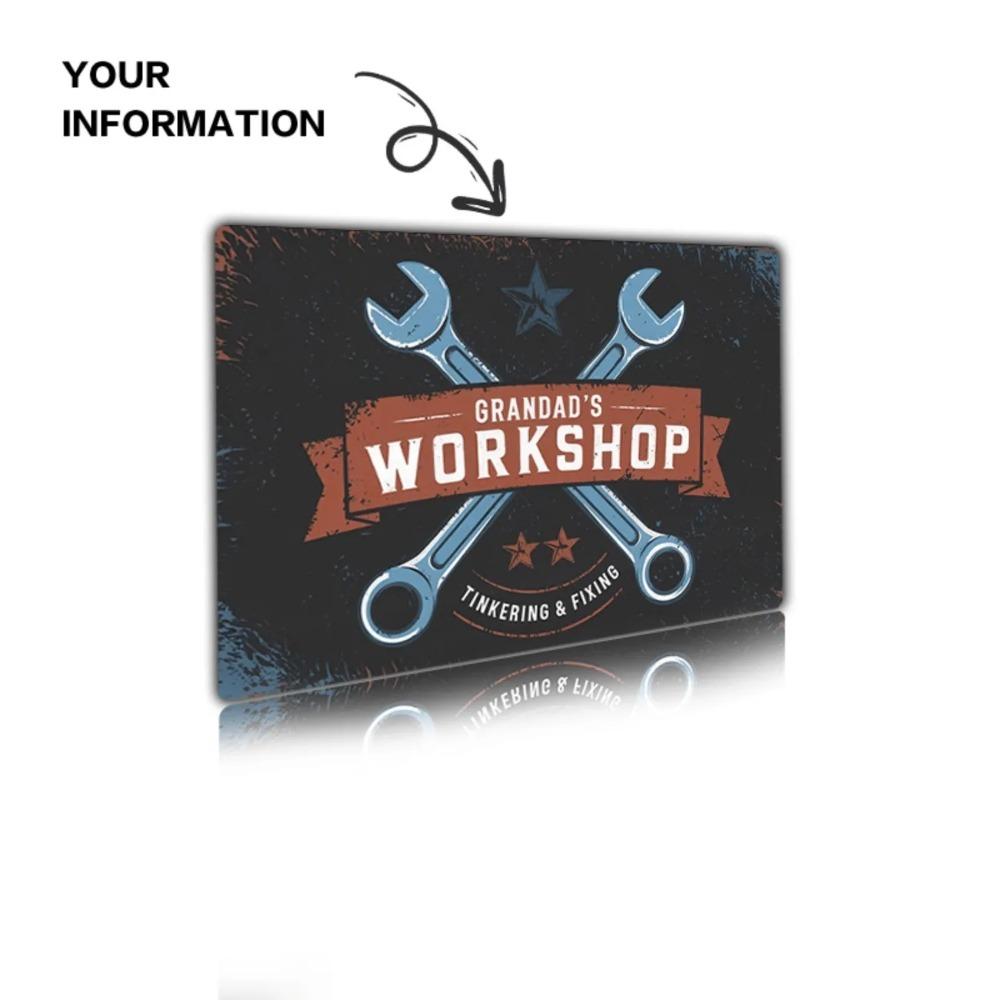 Personalized Vintage Industrial Metal Sign Workshop Garage Man Cave Wall Decor
