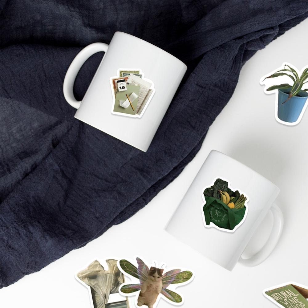 Korean Green Aesthetic Stickers: Waterproof Decals for Laptops, Phones, Water Bottles, and Journals (62 Pieces)