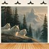 White Wolves Mountain Forest Wall Tapestry 2D Flat Printing Wildlife Art Nature Decor Home Interior Design Living Room Wallpaper