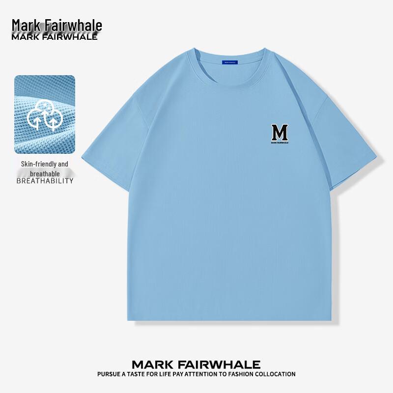 Mark Fairwhale Men's Waffle Knit Letter Print Breathable Short Sleeve T-Shirt