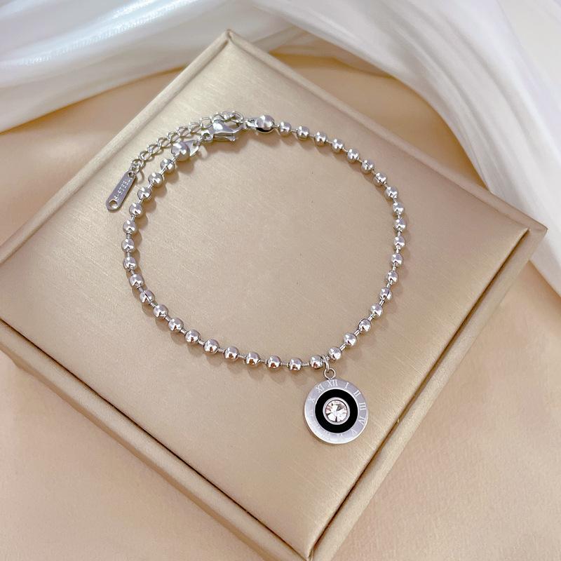 Титановая Сталь Элегантное Кольцо Римский Циркон Счастливый Минималистичный Браслет-Цепочка Женский Ретро Девушка