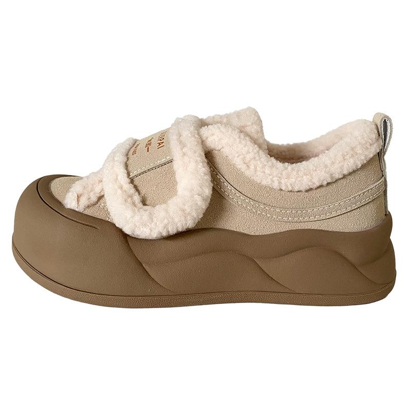 

LZ6023 латексная стелька толстая подошва липучка увеличивающая рост маленькие белые туфли женские зимние бархатные теплые 2024 новые хлопковые туфли 38 хаки