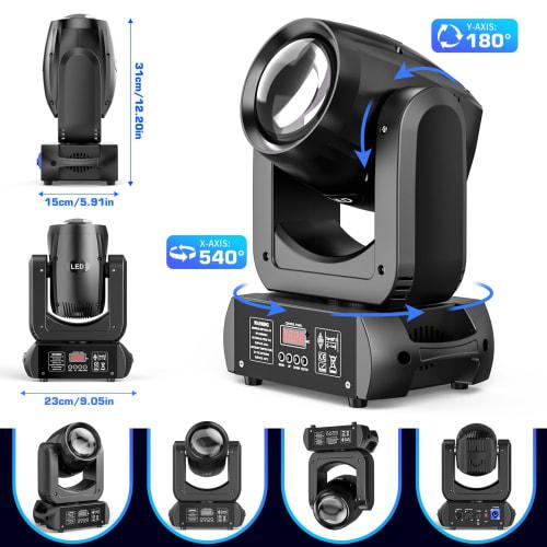 SEBRUANC 150W Moving Light, Moving Head Stage Light, Party Light, 18-Face Prism, DMX512 12CH, Voice Activated, 8 Patterns & 8 Colors, High Brightness,