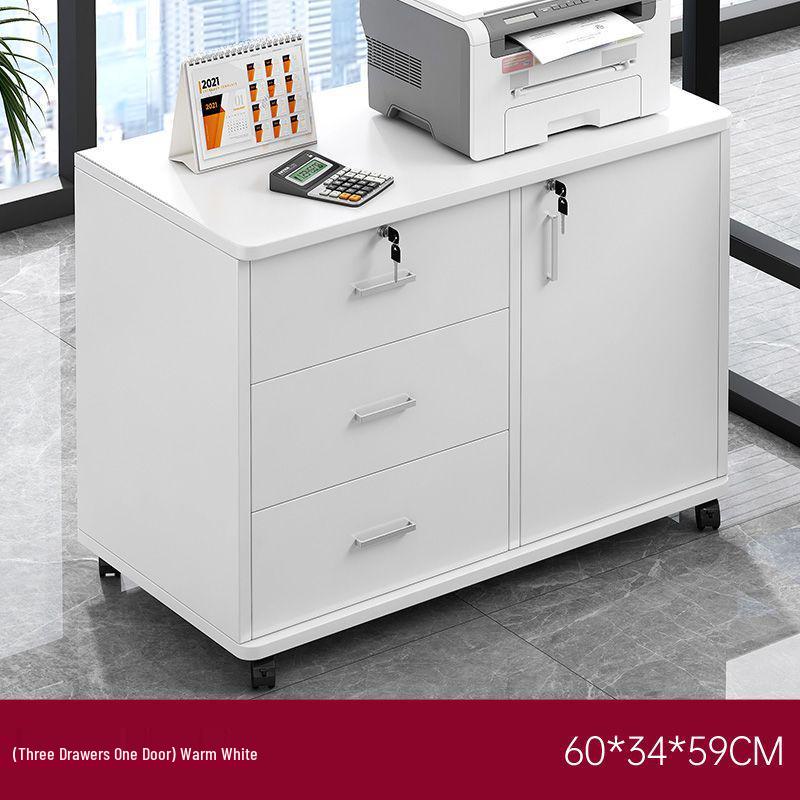 Wooden Office Filing Cabinet with Lock and Under-Desk Storage