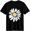 Daisy Flower Graphic Black T-shirt