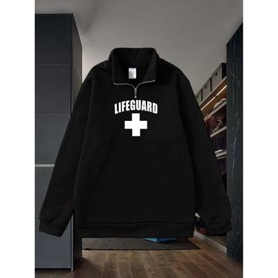 Men's Daily Half Height Zipper Stand Up Collar Sweatshirt, Fashionable Pullover Jacket, Spring and Autumn New Men's Top