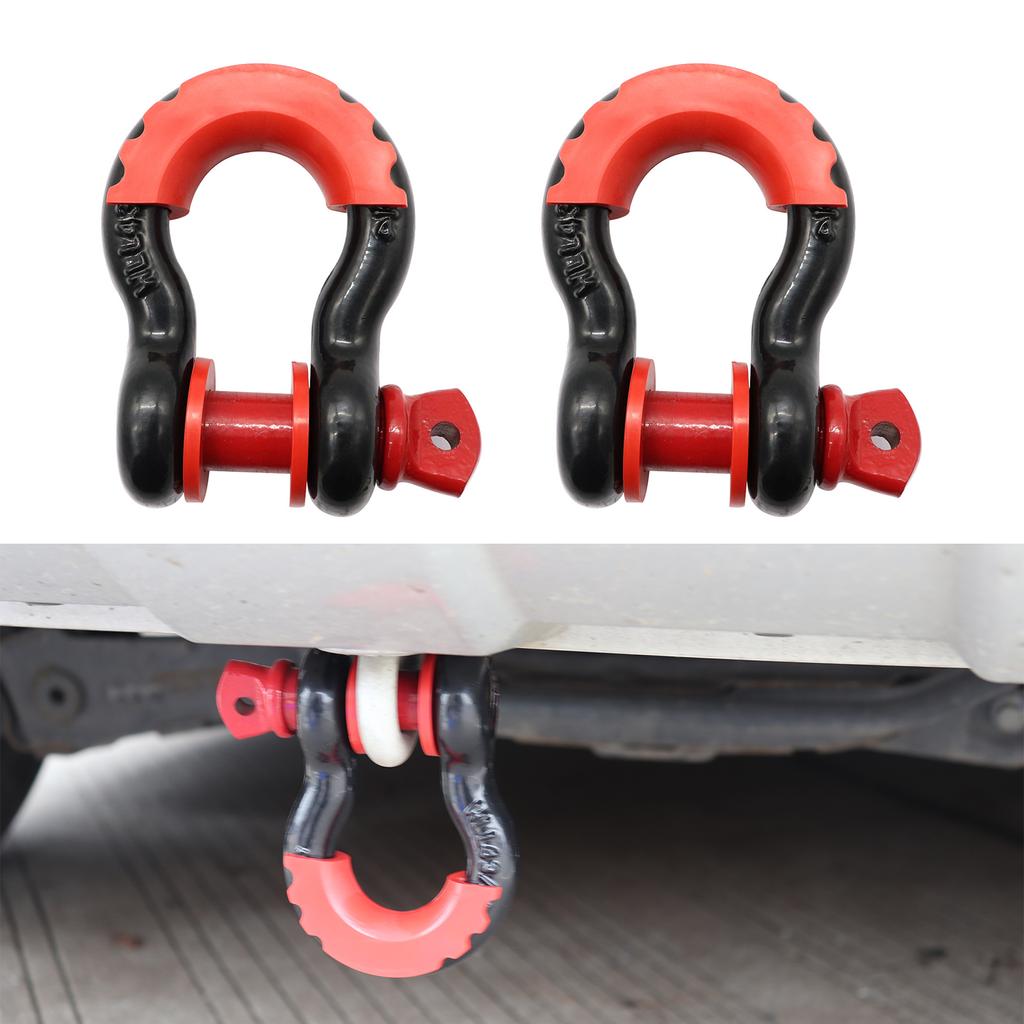 2er-Pack Abschleppöse Bügelöse D-Öse Stahl Wärmebehandelt 19t Bruchlast Rot Schwarz Sprühfarbe Rostfrei für ATV UTV LKW Anhänger Von