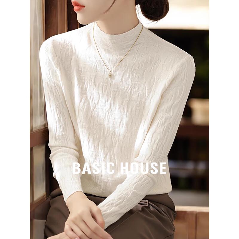 Basic House Women s Half-High Collar Knitted Sweater XL
