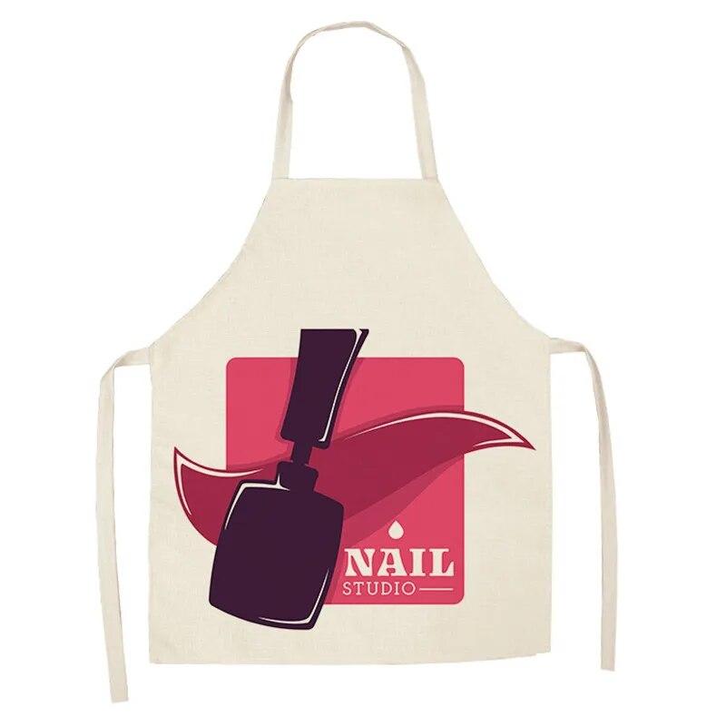 Nail Polish Themed Printed Apron Unisex Dinner Bib Kitchen Cooking Baking Apron Cleaning Accessories