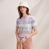 Women's Mulberry Silk Striped Knit T-Shirt