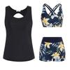 Women's Floral Printed Separate Three Piece Swimsuit With Bra Pads No Steel Bra Sexy Bikini