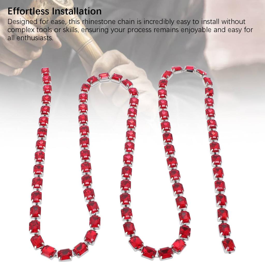 Rhinestone Chain 8 X 10mm Rectangular Acrylic Versatile Crystal Strap for Shoes Bags Clothing Jewelry