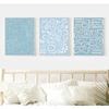 Blue Curved Abstract Canvas Painting Pattern, French Nostalgia Poster, Wall Art, Nordic Picture, Room Decoration, Flower Pattern