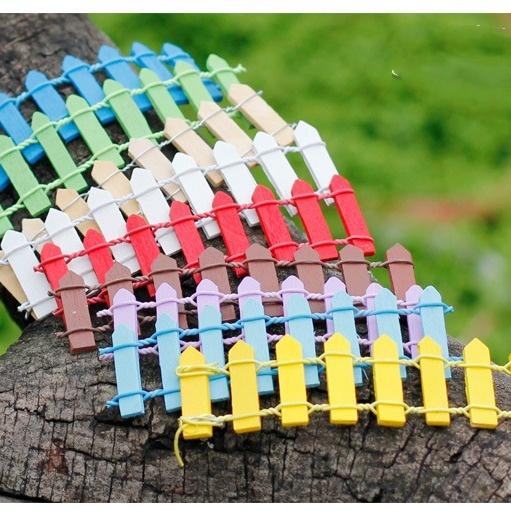 9.5*3cm Mini Wooden Fence DIY Miniature Fairy Garden Wood Barrier Dollhouse Showcase Craft Home Decor Garden Accessories