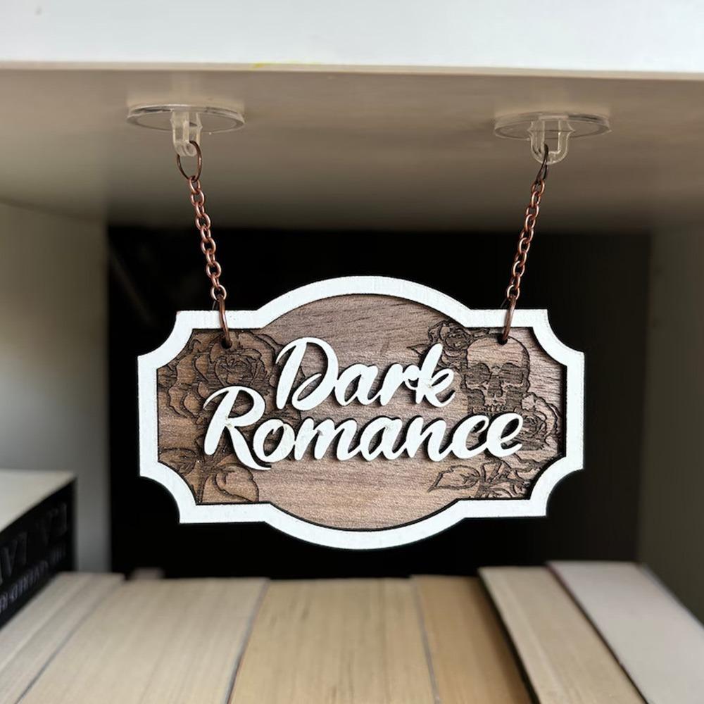 

Wooden Bookshelf Signs Dark Romance Reading Classification for Library Style 3