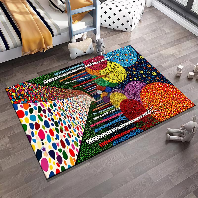 Abstract Colorful Trees and Path Design Carpet - Modern Home Decor Suitable for use as an anti-slip for living room bedroom sofas