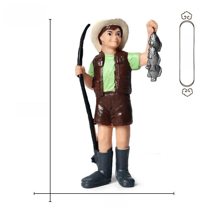 Farm Pasture Simulation Plastic Doll Model Ornament Farmer Worker Animal Woman