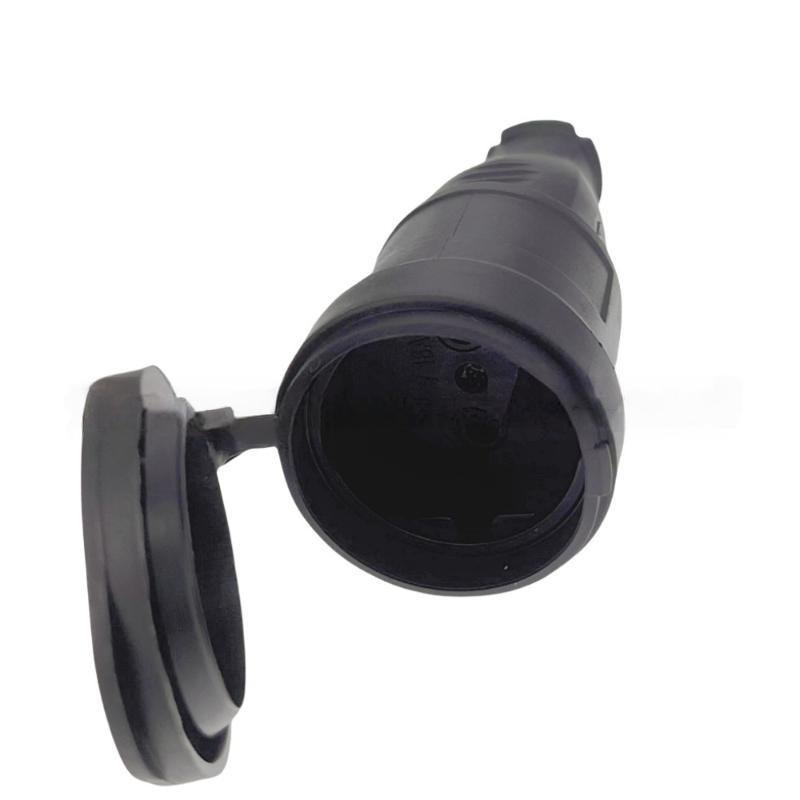 EU Rubber Waterproof Electrical Plug Socket Grounded European Connector Anti-slip for Outdoor Power Tool Connection