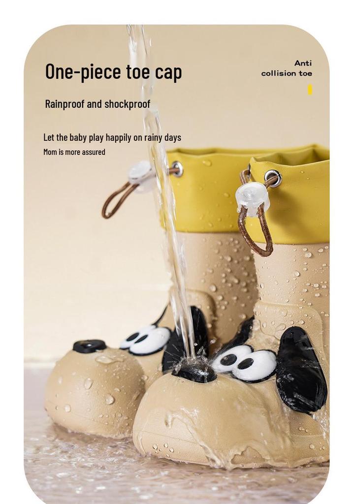 Cartoon Puppy Kids' Rain Boots, Non-Slip Waterproof EVA, Ages 3-6