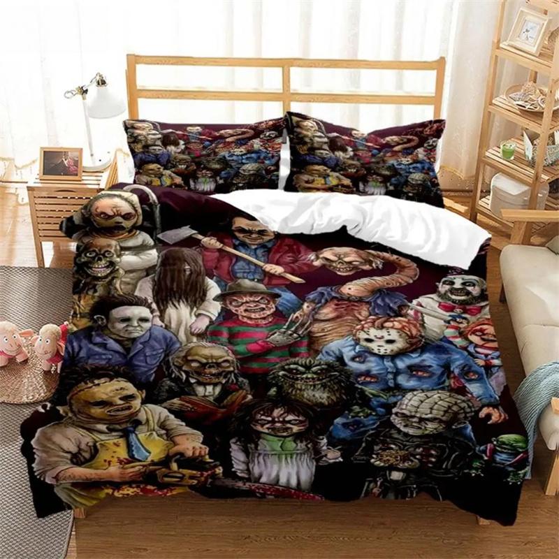 Halloween Horror Movie Clown Printed Quilt Cover Pillowcase Queen Bedding Set Bedding Set Luxury Personalized Bedding