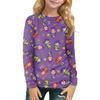 Children's Witch  Printed Long Sleeved Round Neck Top With Floral Print For Daily Casual T-shirt