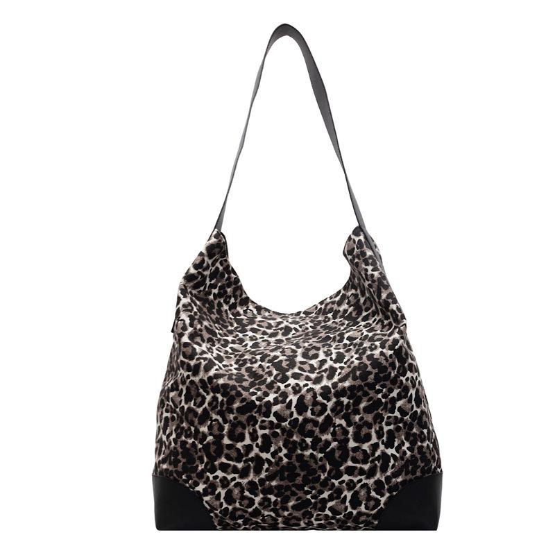 Leopard Print Large Capacity Tote Bag Women's Vintage Canvas Shoulder Crossbody Bag
